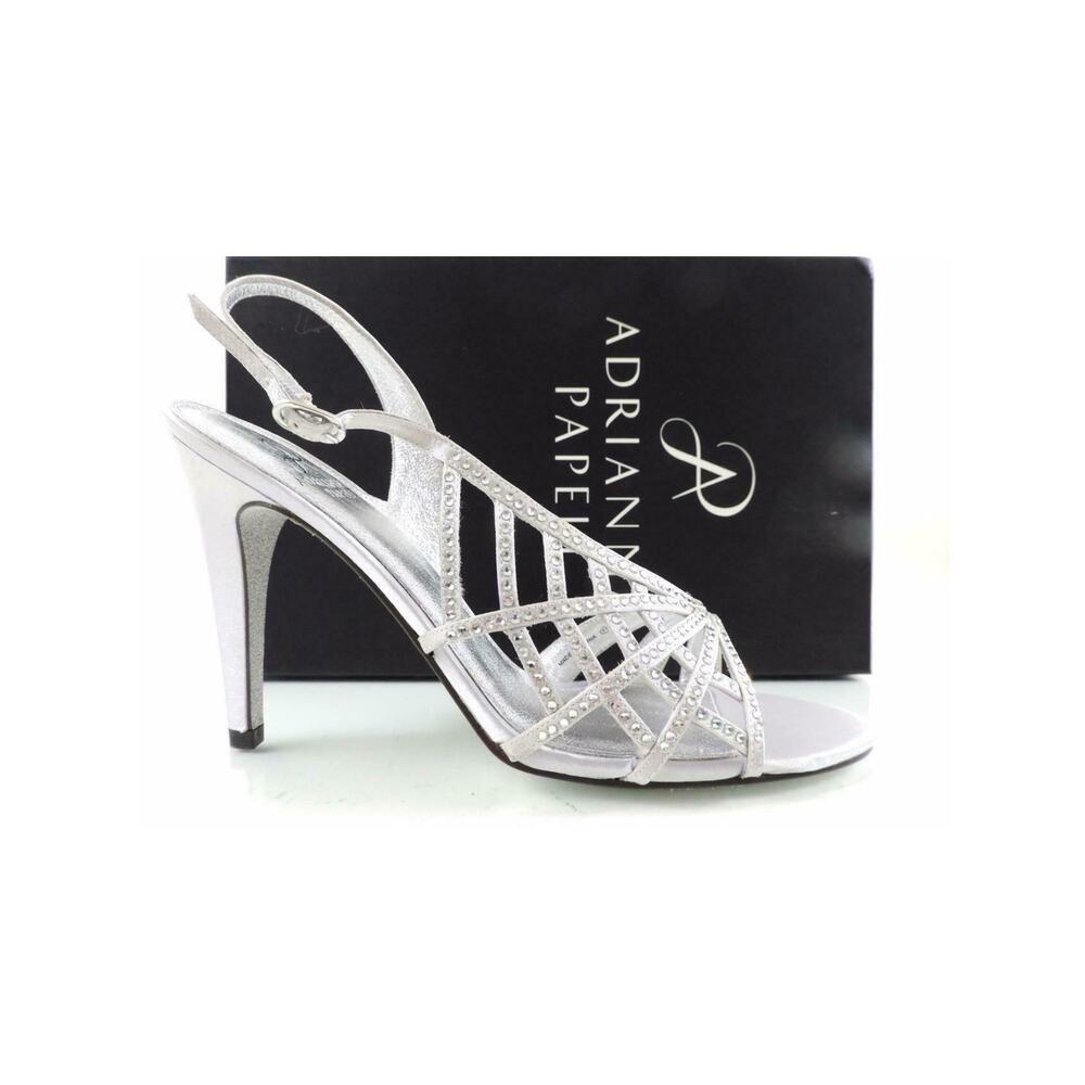 Adrianna Papell Eliaza Dress Strappy Sandals Satin Silver Size 10